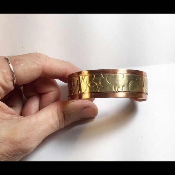 Bracelet, Artisan Brass & Copper Cuff, NEW, Handmade, Double Layer, Natural - Picture 1 of 4